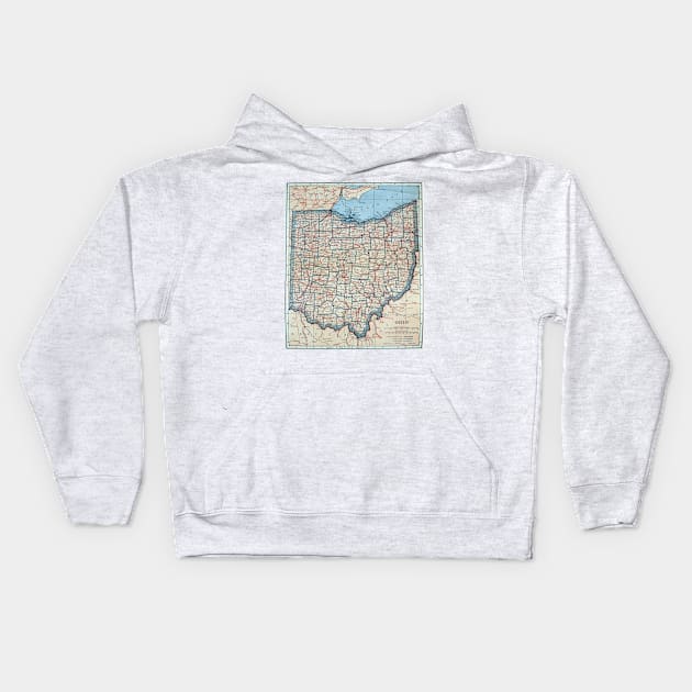 Vintage Map of Ohio (1921) Kids Hoodie by Bravuramedia